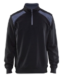 Afbeeldingen van Sweatshirt bi-colour met halve rits XL Zwart/