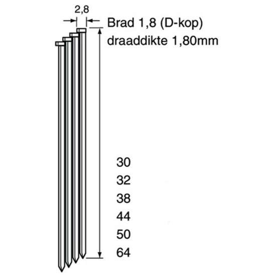 Afbeeldingen van Brad da18 cnk 44 mm doos 4,00mille