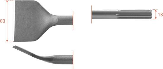 Afbeeldingen van SDS-max tegelbeitel, gebogen, 80x300 (vpe 1)