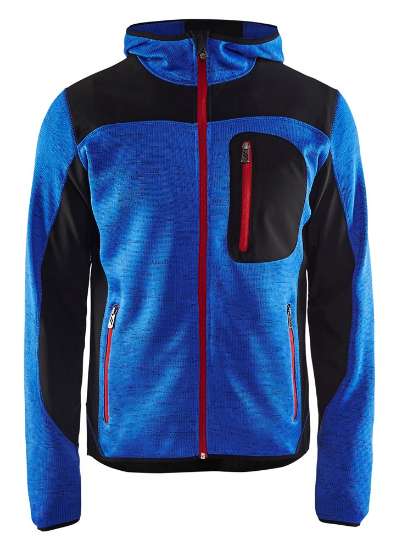 Afbeeldingen van Gebreid vest met softshell M Korenblauw/Zwart