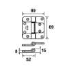 Afbeeldingen van AXA Titan scharnier/89x89/2,5mm dubbel/gerold