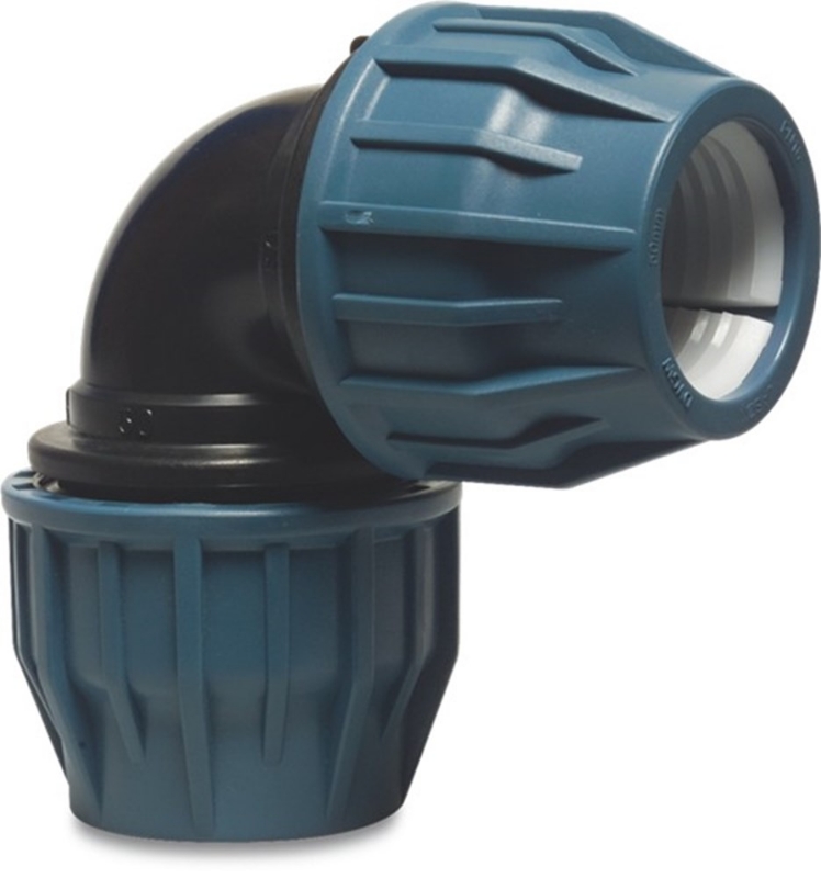 Afbeeldingen van Jason Knie 90° PP 25 mm knel 16bar zwart/blau
