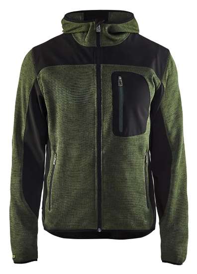 Afbeeldingen van GEBREID VEST MET SOFTSHELL GROEN/ZWART XL