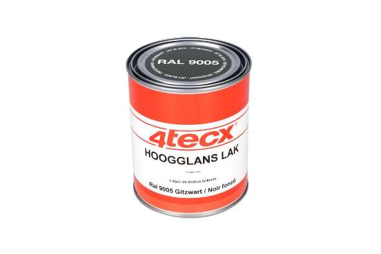 Afbeeldingen van 4Tecx Hoogglans lak RAL 9005 gitzwart 0,75ltr