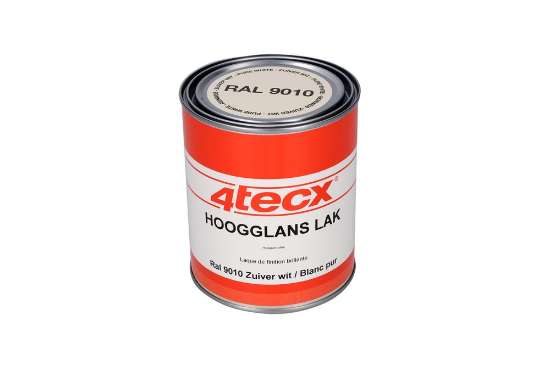 Afbeeldingen van 4Tecx Hoogglans lak RAL 9010 zuiver wit 0,75l