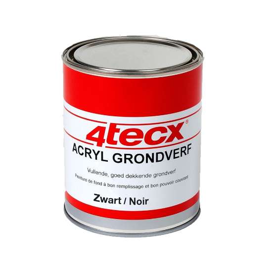 Afbeeldingen van 4Tecx Acryl grondverf zwart 0,75ltr