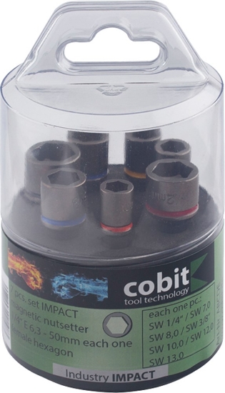 Afbeeldingen van Cobit Slagdopbitset 1/4'' 7-dlg, magn. metr./inch met kleurcode
